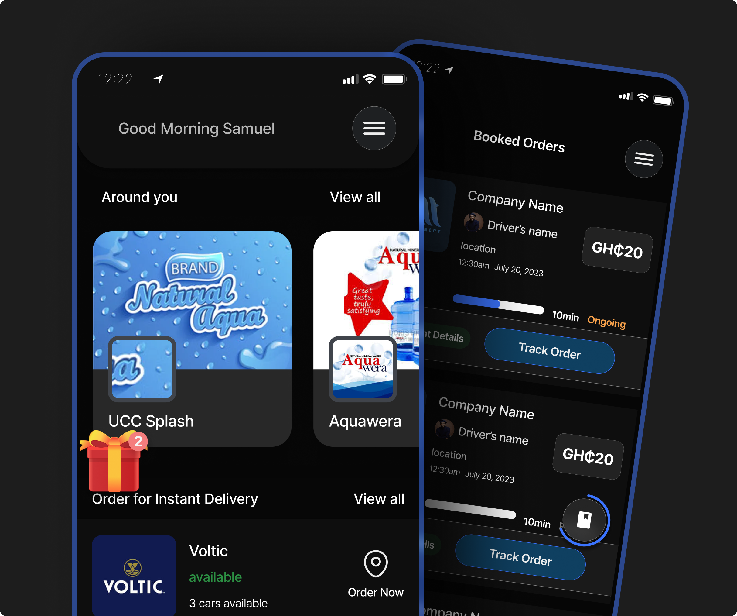 App screenshot showing water company search results